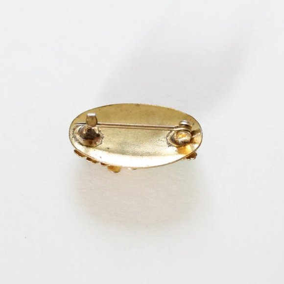 Vintage 50s Floral Brooch - Enamel Flower Gold Toned Brooch - Picture 4 of 4